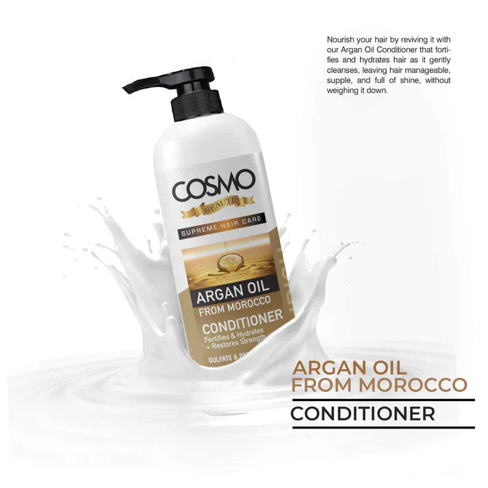 Argan Oil Nourish Morocco Conditioner for Dry Hair - 1000ml | كوزمو بلسم غني يزيت الارغان للشعر الجاف - 1000 مل