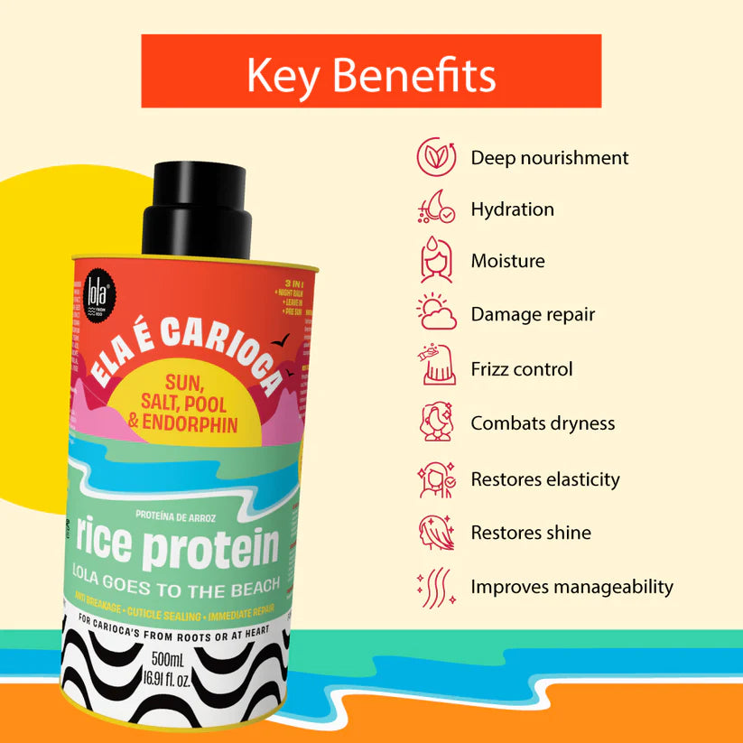 Lola from Rio Ela E Carioca Rich Protein Lola Gose to The Beach - 500ml | لولا فروم ريو شامبو للشعر الضعيف و التالف - 500 مل
