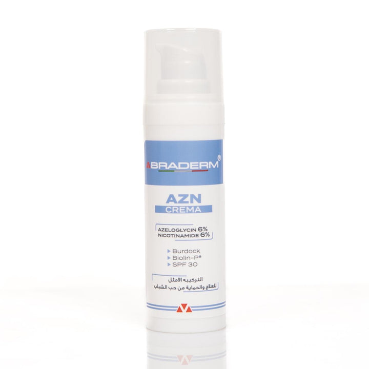 BRADERM Azn Crema Azeloglycin 6% Nicotinamide 6% - 30ml | براديرم كريم لعلاج حب الشباب الازيلوغلايسين والنيكوتيناميد - 30 مل