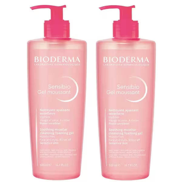 BIODERMA Sensibio Gel Moussant Special Offer 1+1 - 500x500ml | بيوديرما سينسيبيو جل منظف رغوي عرض خاص 1+1 - 500×500 مل