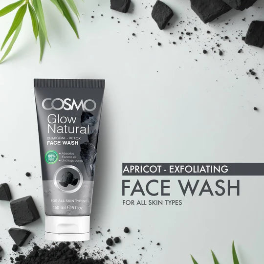 COSMO Glow Natural Charcoal - Detox Face Wash - 150ml | كوزمو غسول منقي للوجه بالفحم النشط - 150 مل