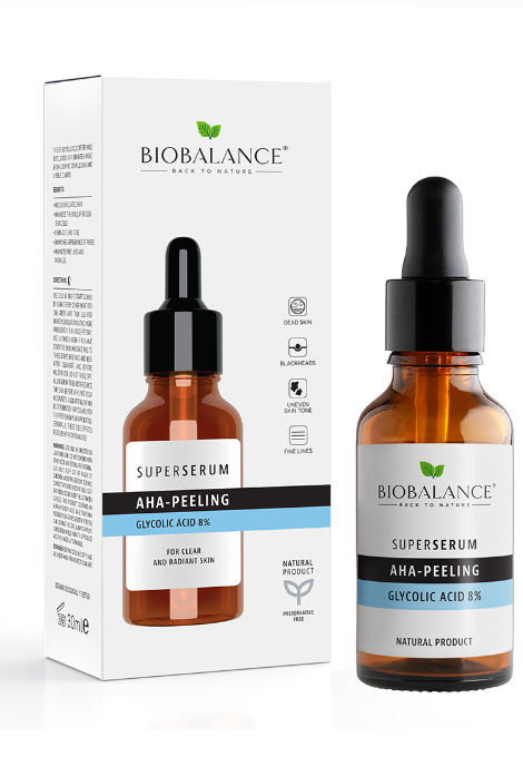 BIO BALANCE Super Serum AHA Peeling Glycolic Acid 8% - 30ml | بايو بالانس سيروم الجليكوليك اسيد 8% - 30 مل