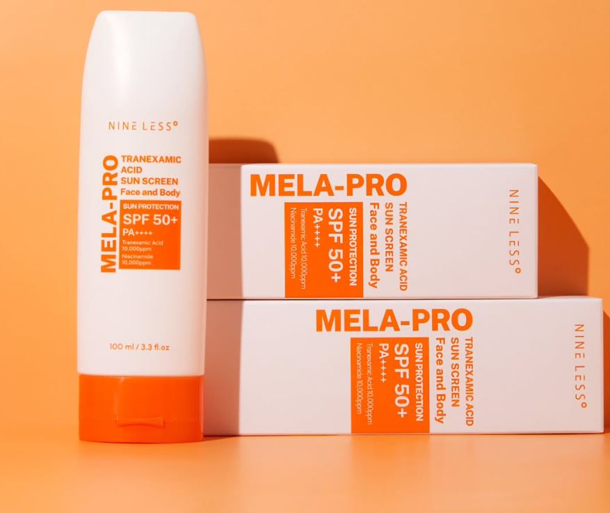 NINE LESS Mela-Pro Tranexamic Acid Sunscreen  Spf 50 - Pa ++++ -100ml | ناين ليس كريم واقي شمسي spf50 - 100 مل