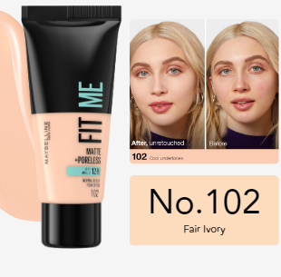 MAYBELINE Fit Me Matte Poreless Mixture  | كريم اساس فيت مي مات - 30 مل