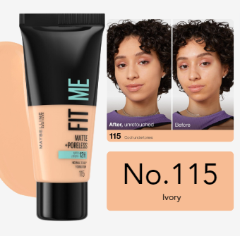 MAYBELINE Fit Me Matte Poreless Mixture  | كريم اساس فيت مي مات - 30 مل