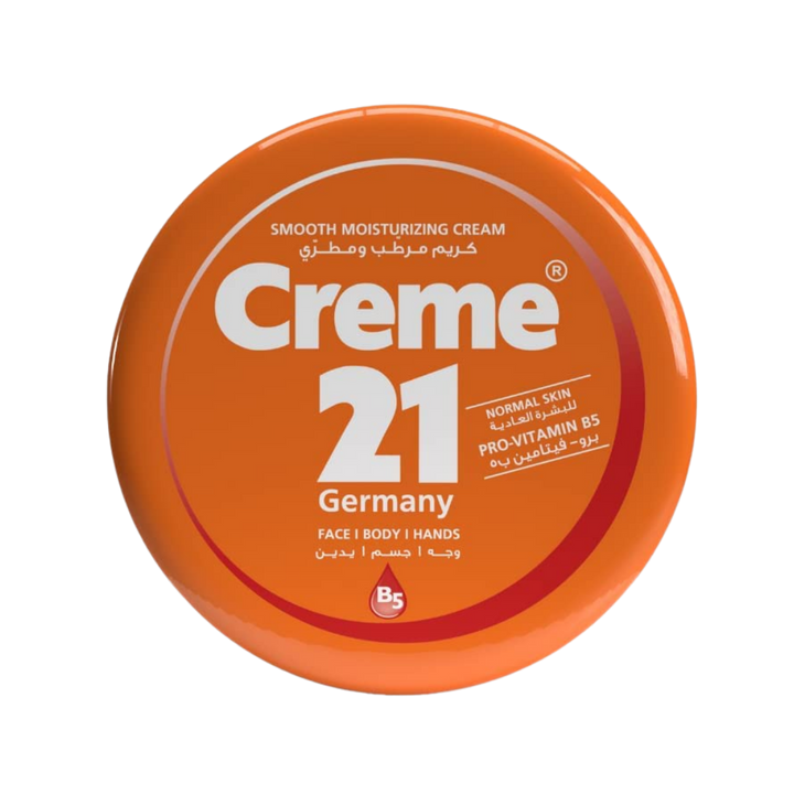 Creme 21 smooth moisturizing cream tin with Pro-Vitamin B5 for normal skin, face body hands