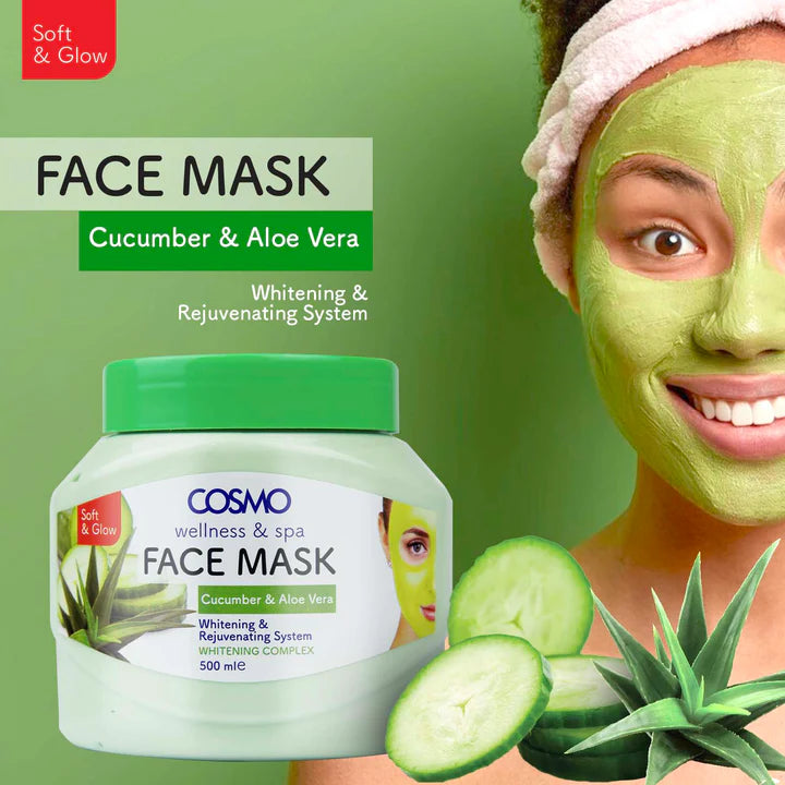 COSMO Face Mask Cucumber & Aloe Vera - 500ml | كوزمو قناع الوجه بالخيار و الالوفيرا - 500 مل