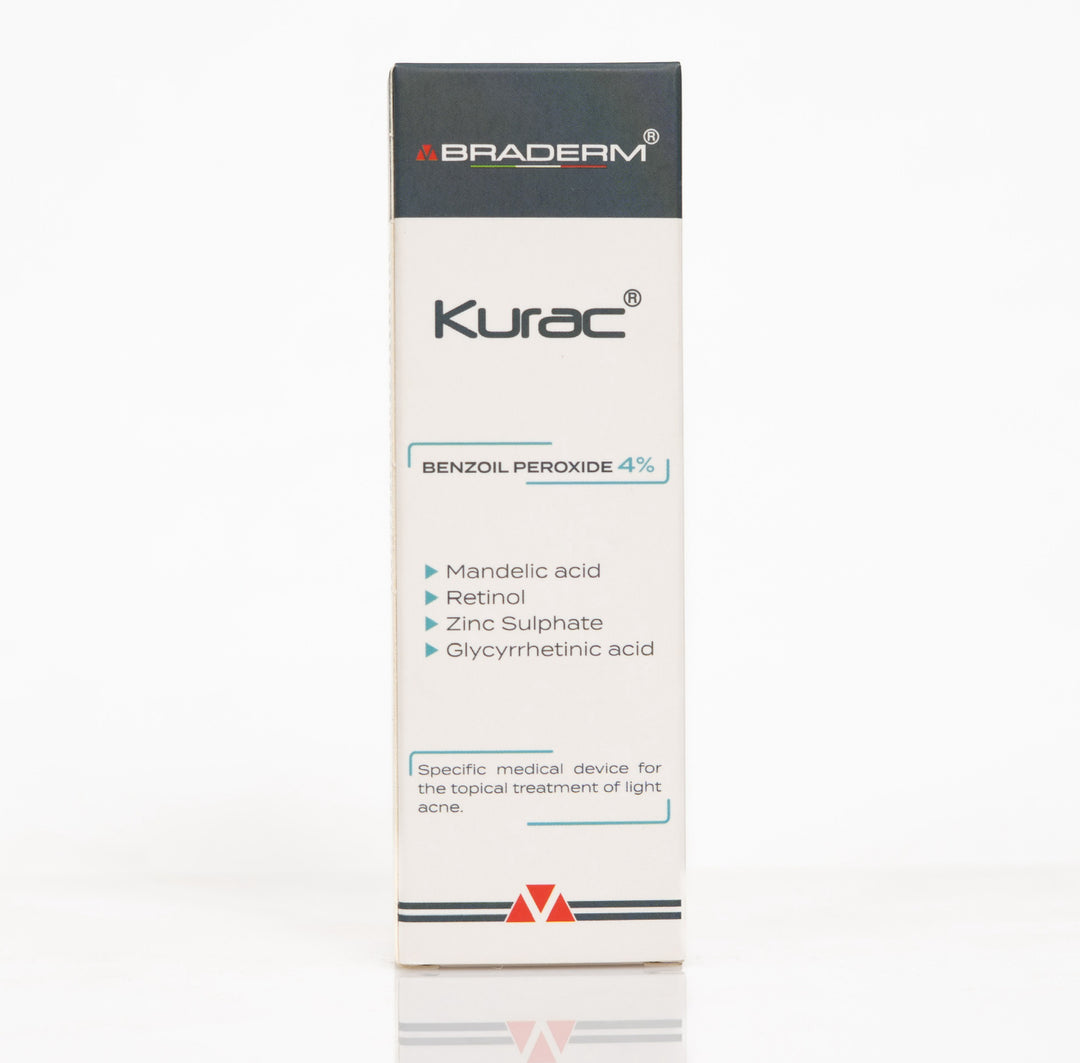 BRADERM Kurac Benzoyl Peroxide 4% - 30ml | براديرم كريم بنزويل بيروكسايد 4% - 30 مل