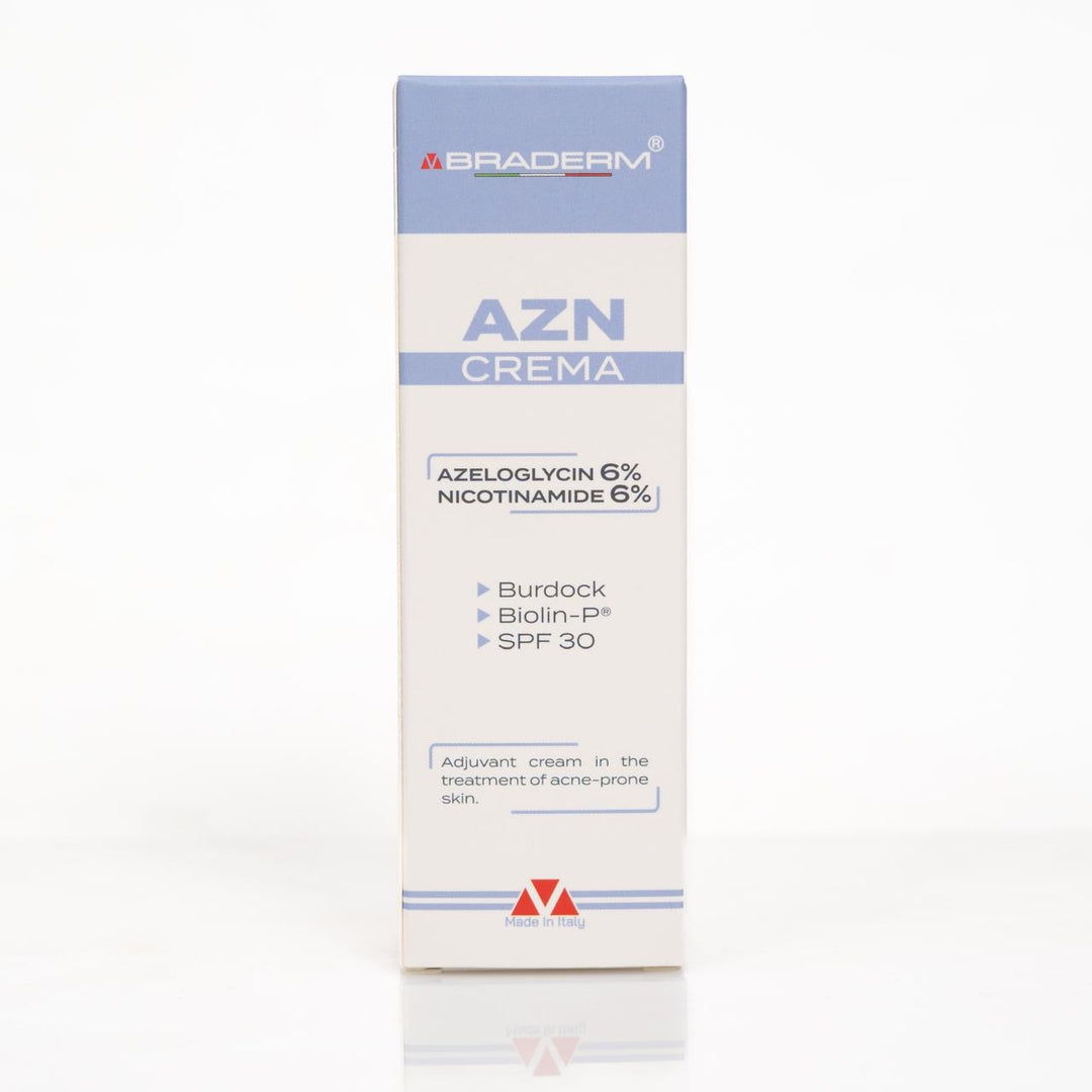 BRADERM Azn Crema Azeloglycin 6% Nicotinamide 6% - 30ml | براديرم كريم لعلاج حب الشباب الازيلوغلايسين والنيكوتيناميد - 30 مل