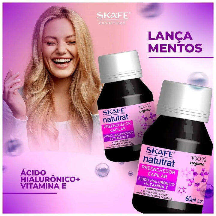 SKAFE Natutrat Preenchedor Capilar Acido Hialuronico + Vitamina E -60ml |   سكاف ناتوترات زيت الشعر  بحمض الهيالورونيك + فيتامين اي  - 60 مل