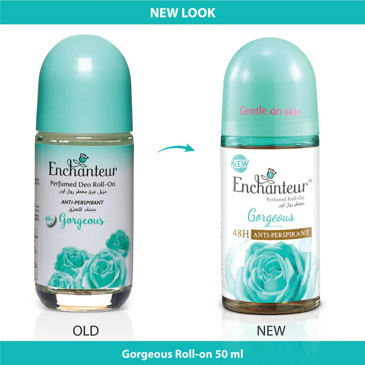 Enchanteur Gorgeous Perfumed Roll-On Deo 48H - 50ml| انشانتر مزيل تعرق رول  أون  يدوم 48 ساعة -50 مل