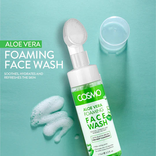 COSMO Aloe Vera Foaming Face Wash - 175ml  | كوزمو غسول رغوي للوجه  بخلاصة الالوفيرا - 175 مل