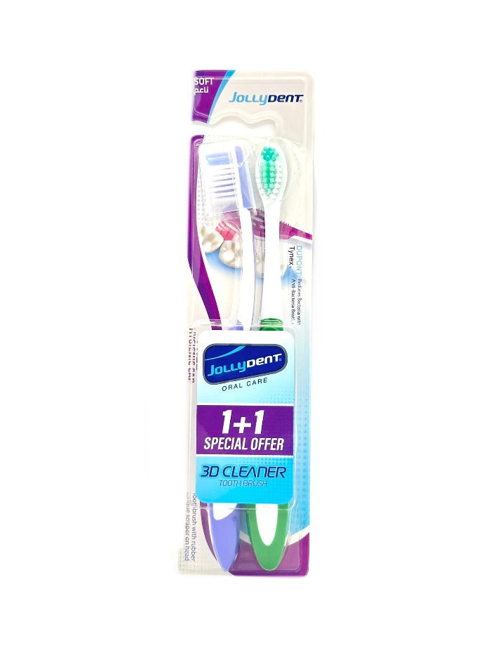 3D Cleaner Tooth Brush 1+1 Free - Soft | فرشاة أسنان منظفة ثلاثية الأبعاد 1+1 مجانًا - ناعمة