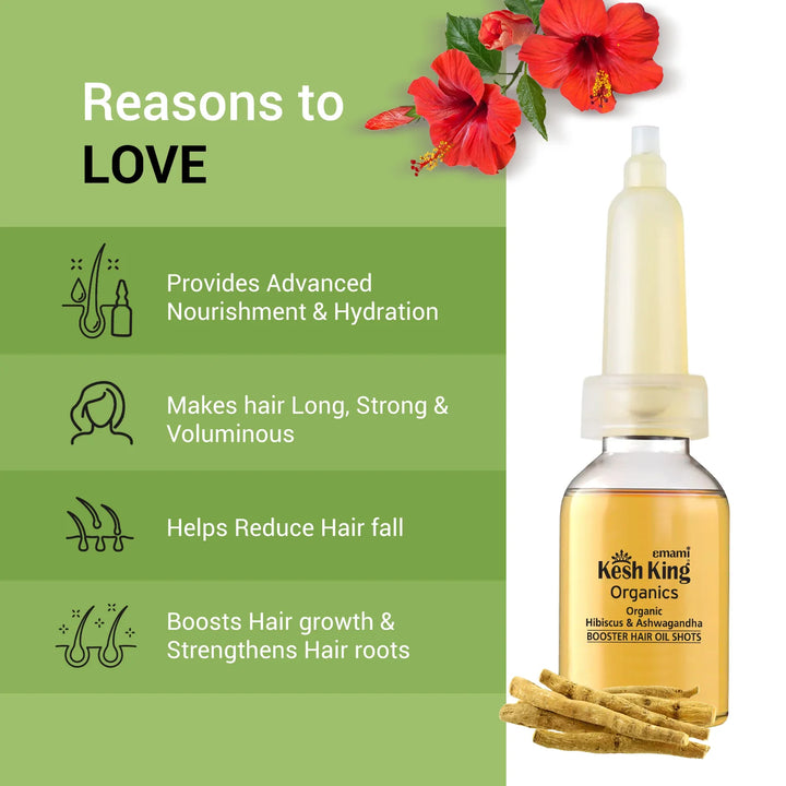 Kesh King Organic Hibiscus & Henna Hair Fall Control - 8Vialsx6ml | كيش كينج زيت للشعر لمنع التساقط - 8 عبوات x 6 مل