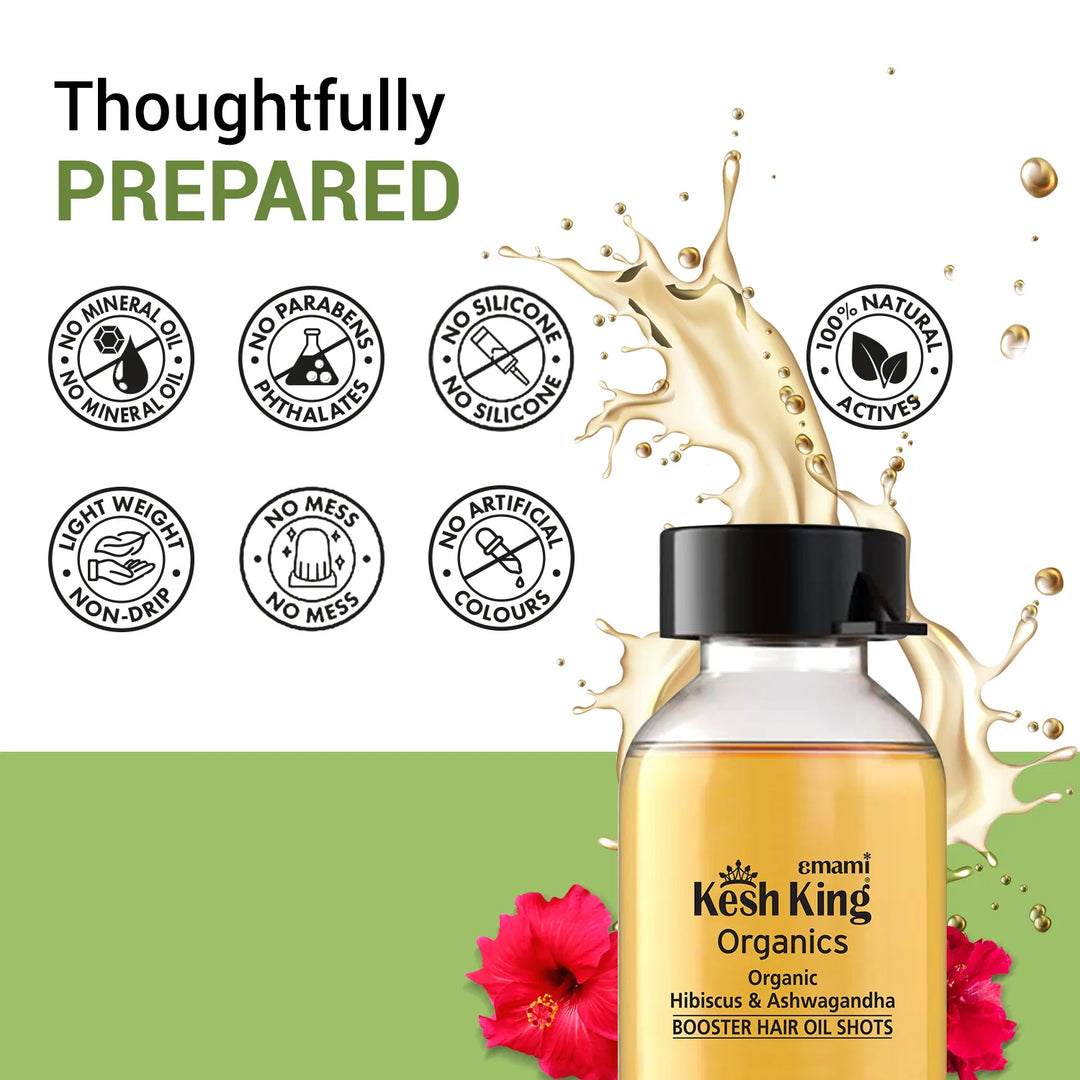 Kesh King Organic Hibiscus & Henna Hair Fall Control - 8Vialsx6ml | كيش كينج زيت للشعر لمنع التساقط - 8 عبوات x 6 مل