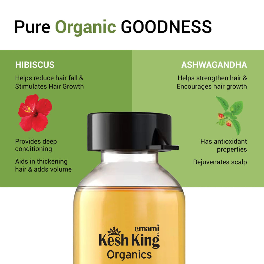 Kesh King Organic Hibiscus & Henna Hair Fall Control - 8Vialsx6ml | كيش كينج زيت للشعر لمنع التساقط - 8 عبوات x 6 مل
