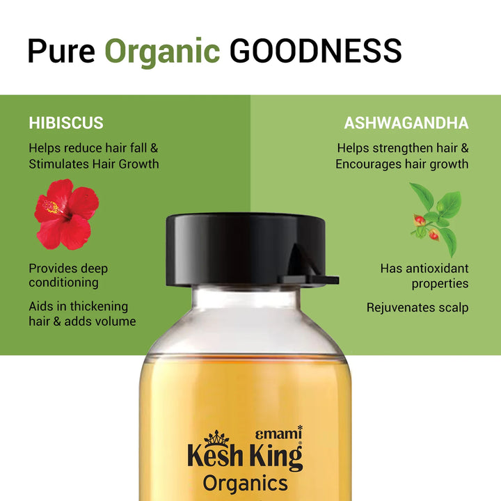 Kesh King Organic Hibiscus & Henna Hair Fall Control - 8Vialsx6ml | كيش كينج زيت للشعر لمنع التساقط - 8 عبوات x 6 مل