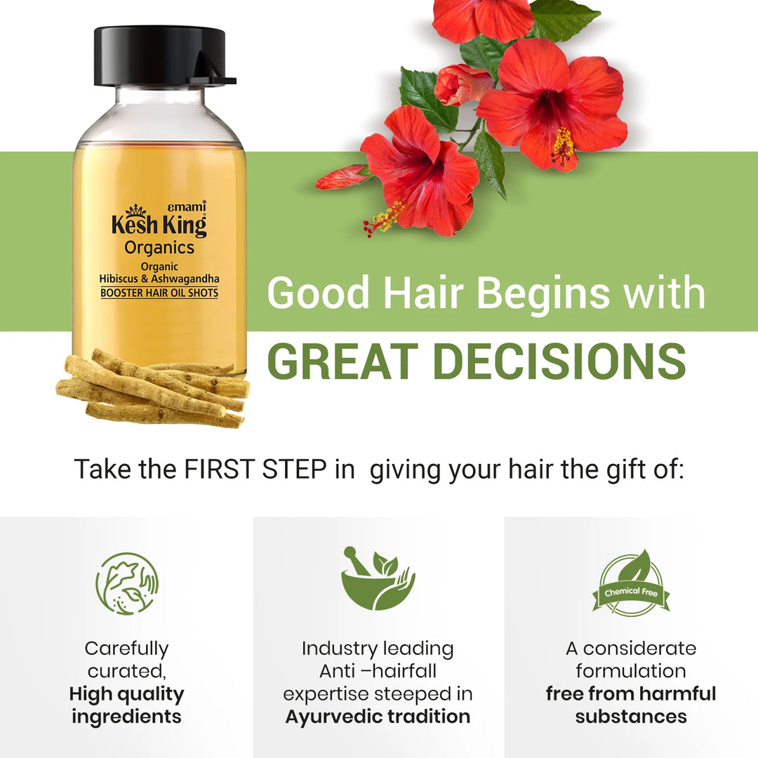Kesh King Organic Hibiscus & Henna Hair Fall Control - 8Vialsx6ml | كيش كينج زيت للشعر لمنع التساقط - 8 عبوات x 6 مل
