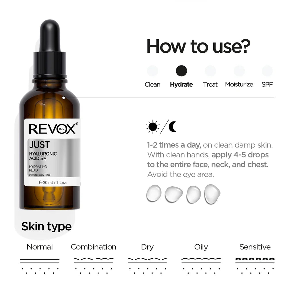 REVOX Just Hyaluronic Acid 5% - 30ml| ريفوكس سيروم هيالورنيك اسيد 5% -30 مل