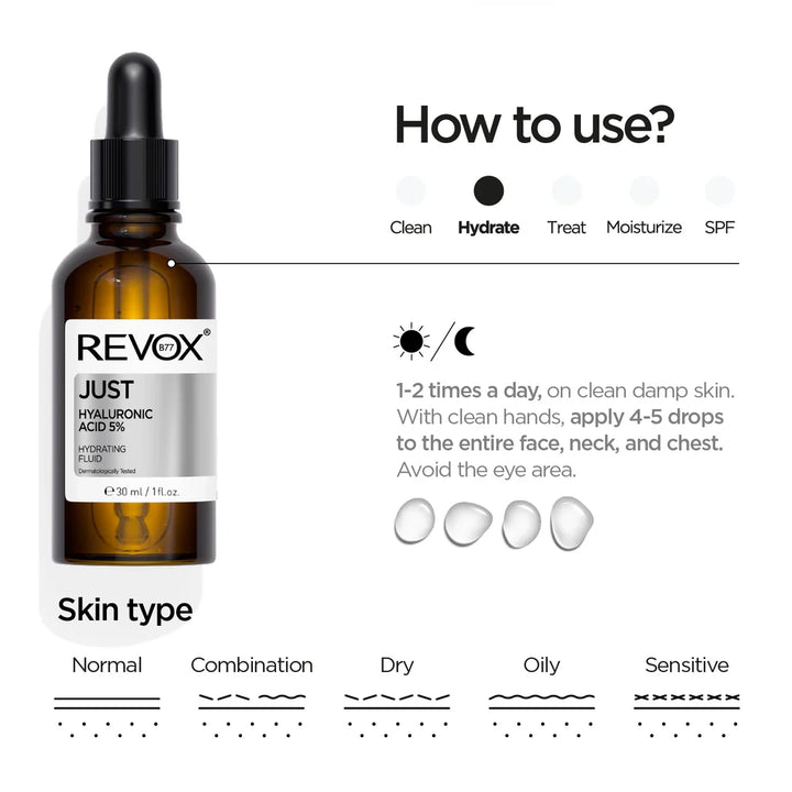 REVOX Just Hyaluronic Acid 5% - 30ml| ريفوكس سيروم هيالورنيك اسيد 5% -30 مل