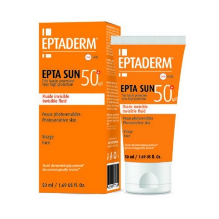 Eptaderm Sun SPF 50+ Fluide Invisible - 50 ml | ايبتاديرم واقي شمسي سائل يعامل حماية 50% - 50 مل