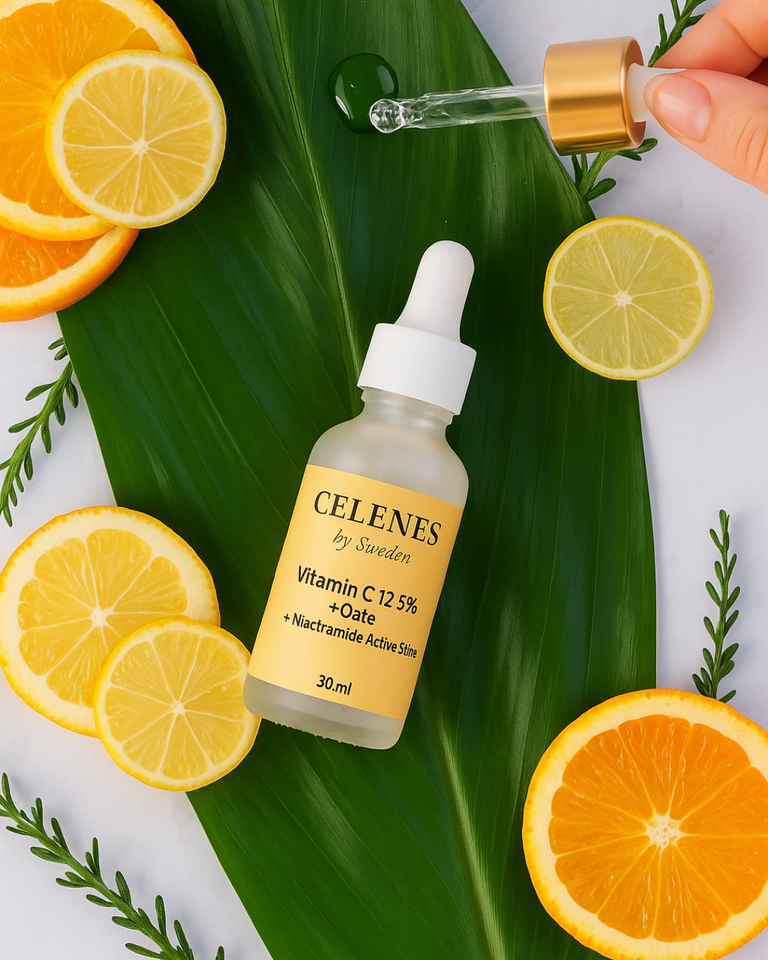 Celenes Active Serum Vitamin C 12,5% + oats + niacinamide - 30ml  | سيلينس سيروم فيتامين سي ونياسيناميد - 30 مل