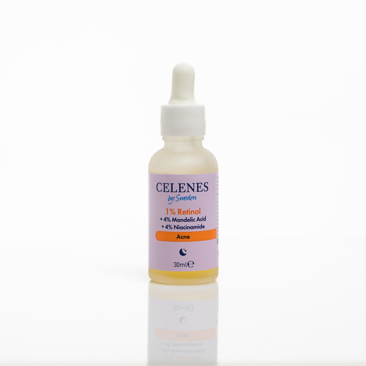 Celenes by Sweden 1% Retinol + 4% Mandelic Acid + 4% Niacinamide Acne - 30ml | سيلينس سيروم الريتينول والمانديليك اسيد والنياسيناميد - 30 مل