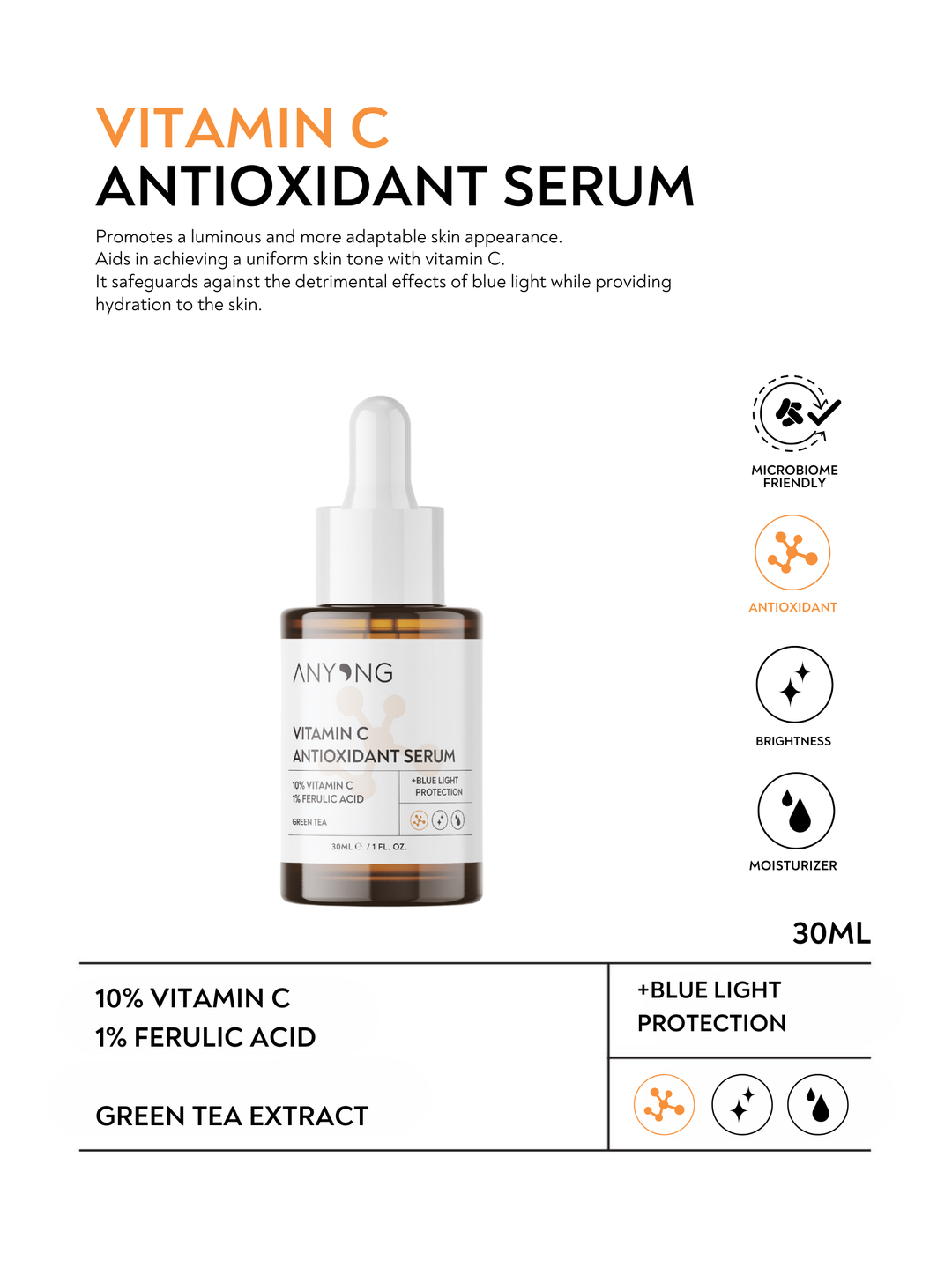 ANYONG Vitamin C Antioxidant Serum - 30ml | انيونغ سيروم فيتامين سي - 30 مل