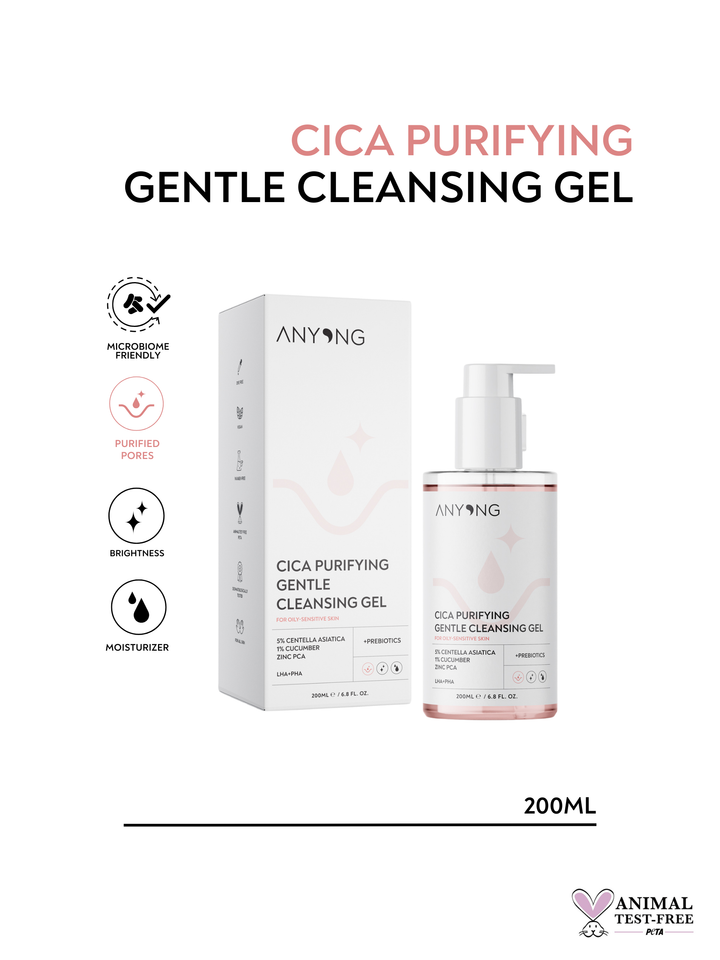 Anyong Cica Purifying Gentle Cleansing Gel - 200ml | جل أنيونغ سيكا المنقّي واللطيف لتنظيف البشرة – 200 مل