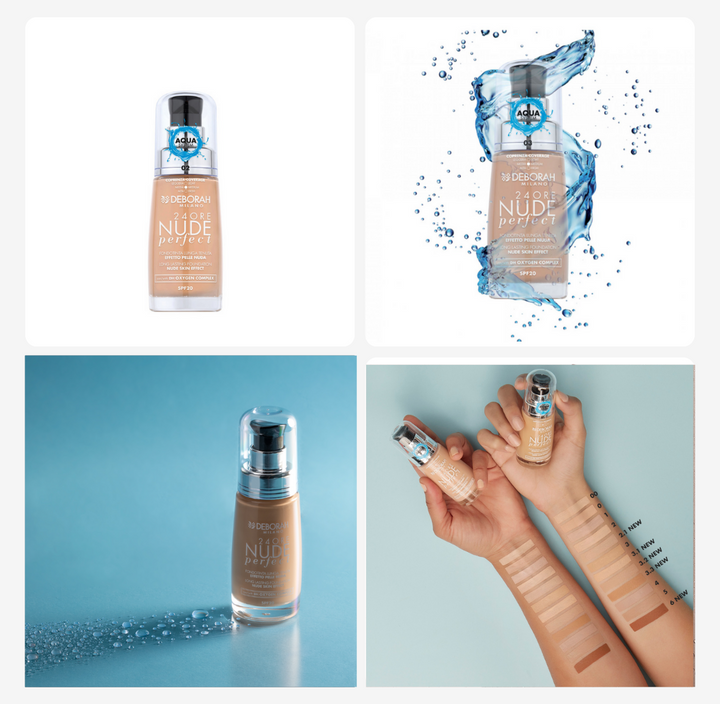 Deborah 24Ore Nude Perfect Foundation Spf 20 - 30ml | ديبورا كريم أساس مع حماية من الشمس spf 20 - 30 مل
