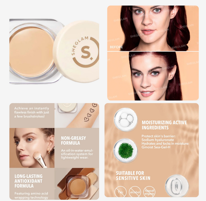 SheGlam Full Coverage Foundation Balm - 23g | شيكلام كريم أساس تغطية كاملة - 23 غرام