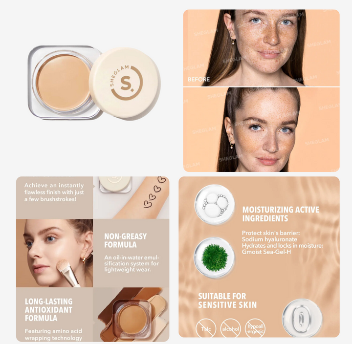 SheGlam Full Coverage Foundation Balm - 23g | شيكلام كريم أساس تغطية كاملة - 23 غرام