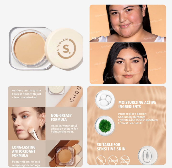 SheGlam Full Coverage Foundation Balm - 23g | شيكلام كريم أساس تغطية كاملة - 23 غرام