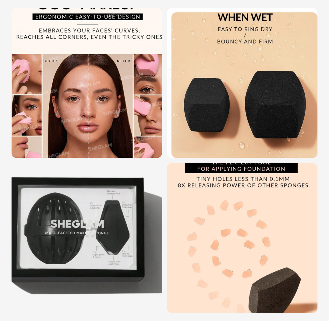 SHEGLAM Multi-Faceted Makeup Sponge - 1pcs | شيكلام اسفنجة مكياج متعددة الحواف - قطعة