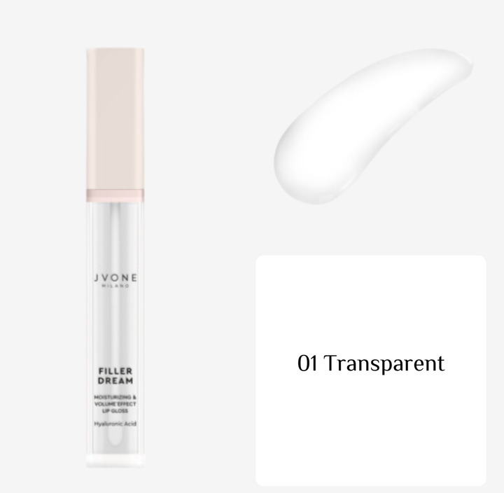 JVONE MILANO Filler Dream Lip Gloss Moisturizing & Volume Effect - 7.5ml | جيفون ميلانو غلوس للشفاه مرطب و مالئ - 7.5 مل