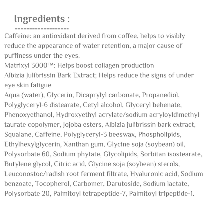 The Inkey List Caffeine Eye Cream - 15ml | ذا انكي ليست كريم الكافيين للعين - 15 مل