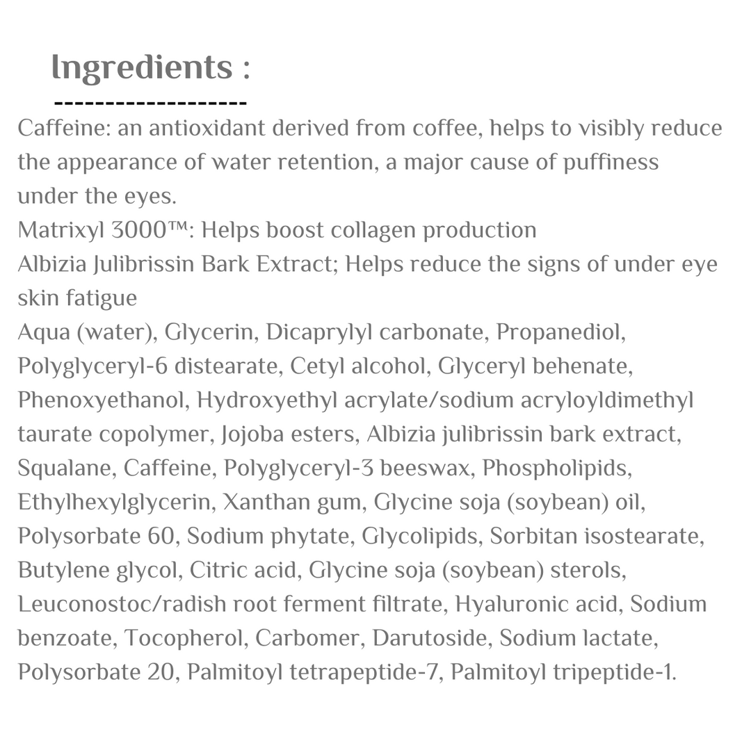 The Ineky List Caffeine Eye Cream - 15ml | ذا انكي ليست كريم الكافيين حول العين - 15 مل