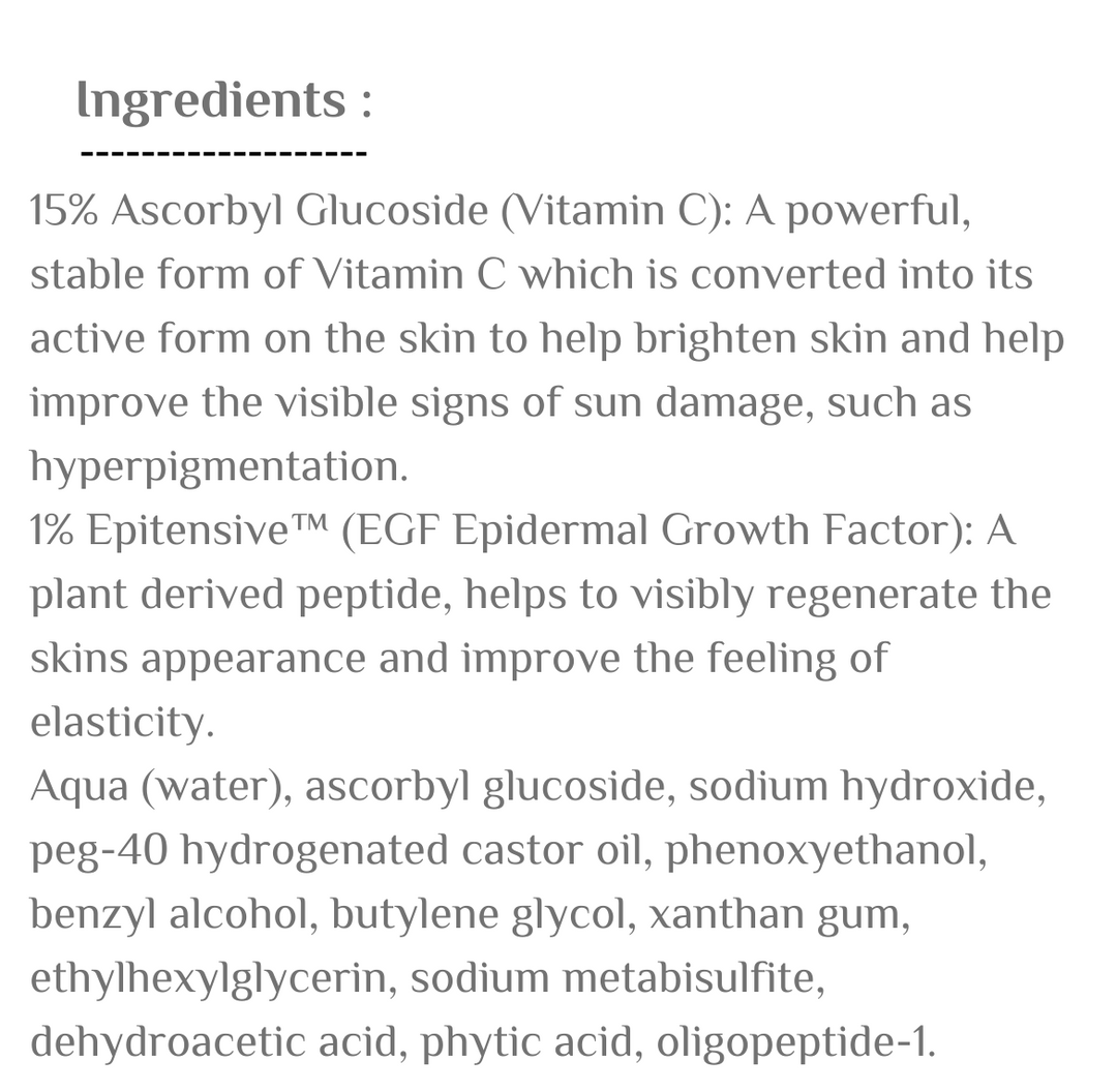 The Inkey List 15% Vitamin C and EGF Brightening Serum - 30ml | ذا انكي ليست سيروم فيتامين سي مفتح للبشرة - 30 مل