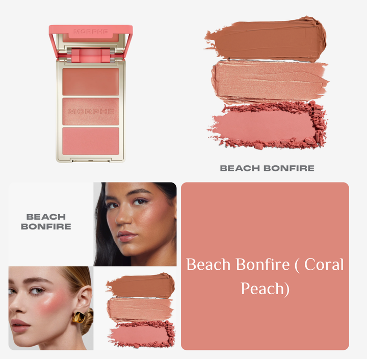 MORPHE Cheek Thrills Multi-Finish Face Trio - 10.8g | مورفي باليت بلاش و هايلايتر للوجه - 0.8 غرام