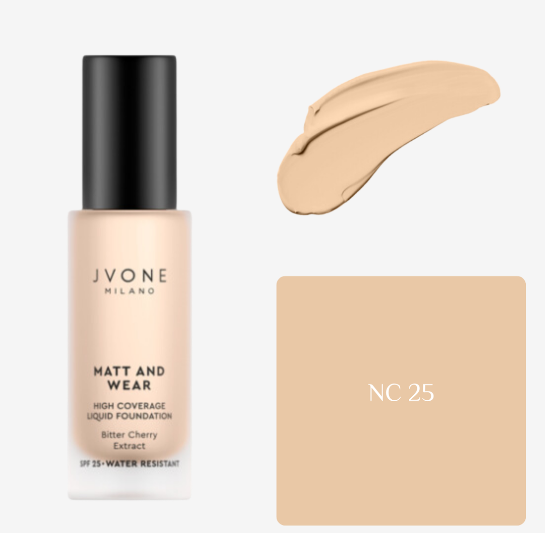 JVONE MILANO Matt And Wear Liquid Foundation - 20ml | جيفون ميلانو كريم أساس مات طويل التأثير - 20 مل