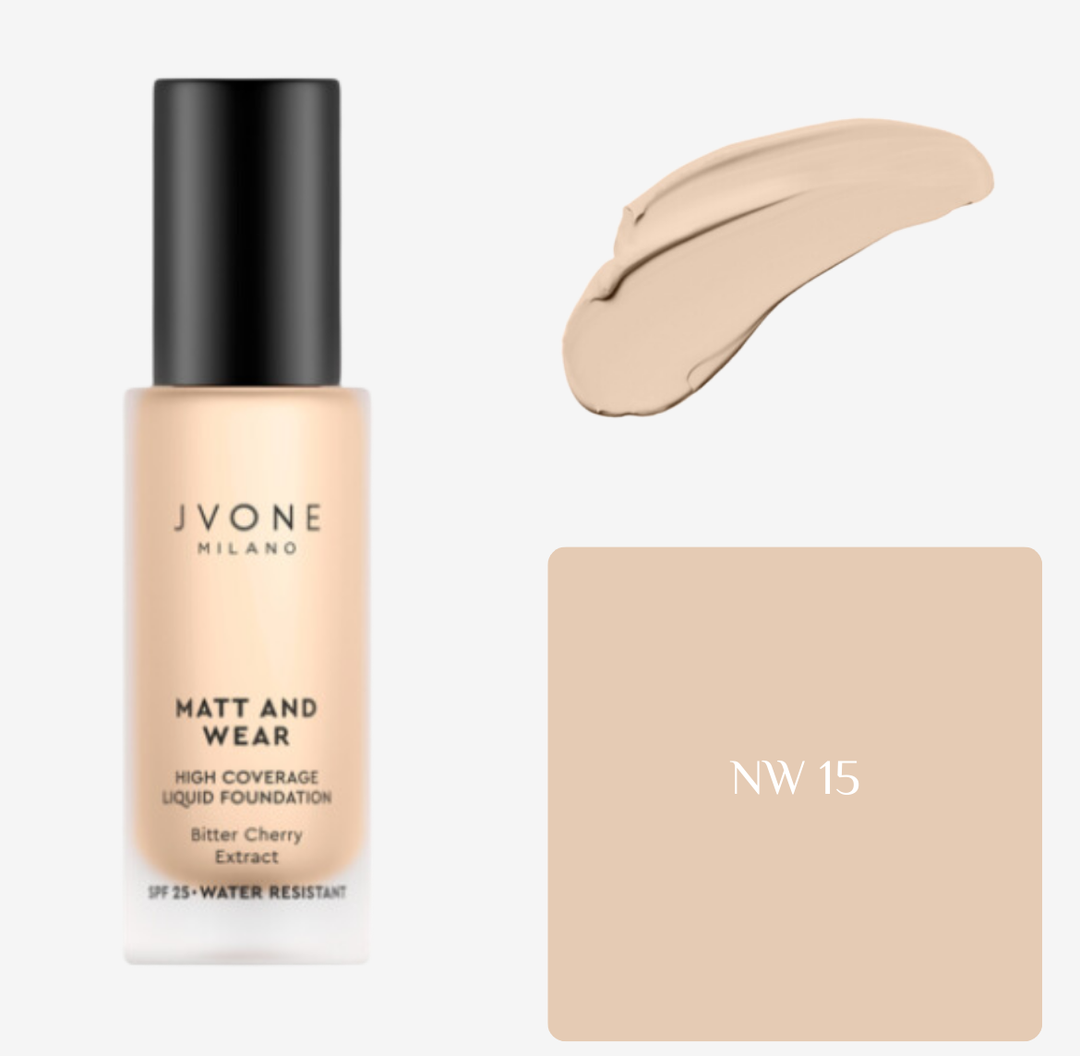 JVONE MILANO Matt And Wear Liquid Foundation - 20ml | جيفون ميلانو كريم أساس مات طويل التأثير - 20 مل