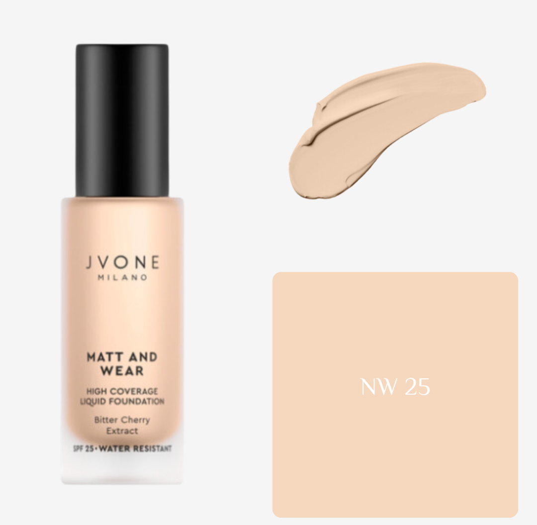 JVONE MILANO Matt And Wear Liquid Foundation - 20ml | جيفون ميلانو كريم أساس مات طويل التأثير - 20 مل