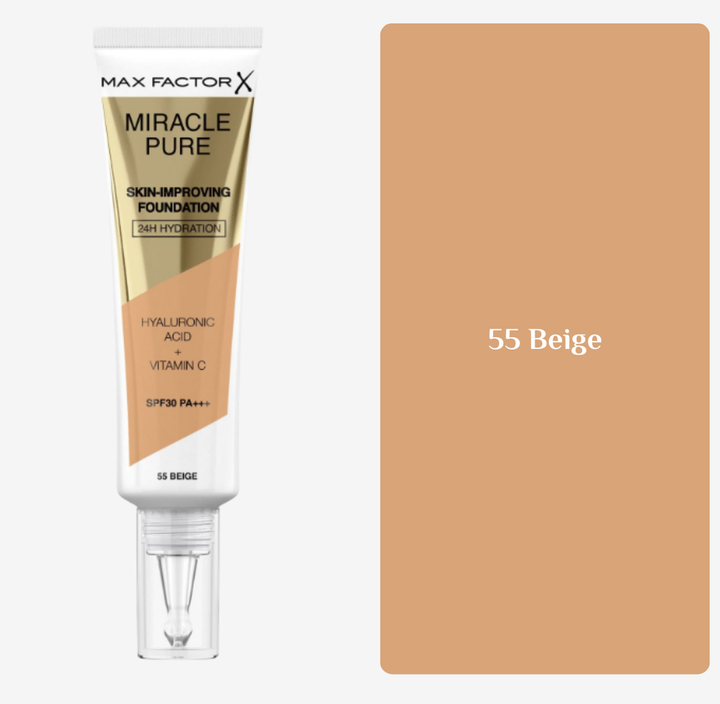 MAXFACTOR MIRACLE PURE foundation SPF30 | ماكس فاكتر كريم أساس مع spf30
