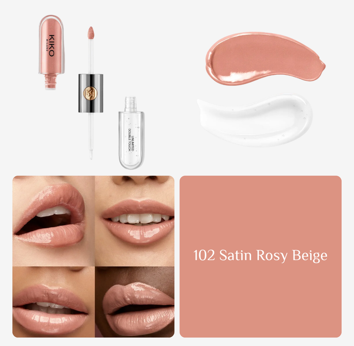 KIKO Unlimited Double Touch - 2x3 ml |  كيكو أحمر شفاه سائل و غلوس - 2x3 مل