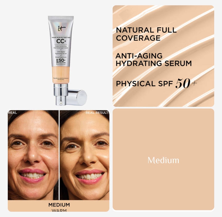it cosmetics Your Skin But Buetter CC+ Color Correcting Full Coverage Cream - 32ml | اي تي كوزمتيك كريم أساس سي سي+ بتغطية كاملة - 32 مل