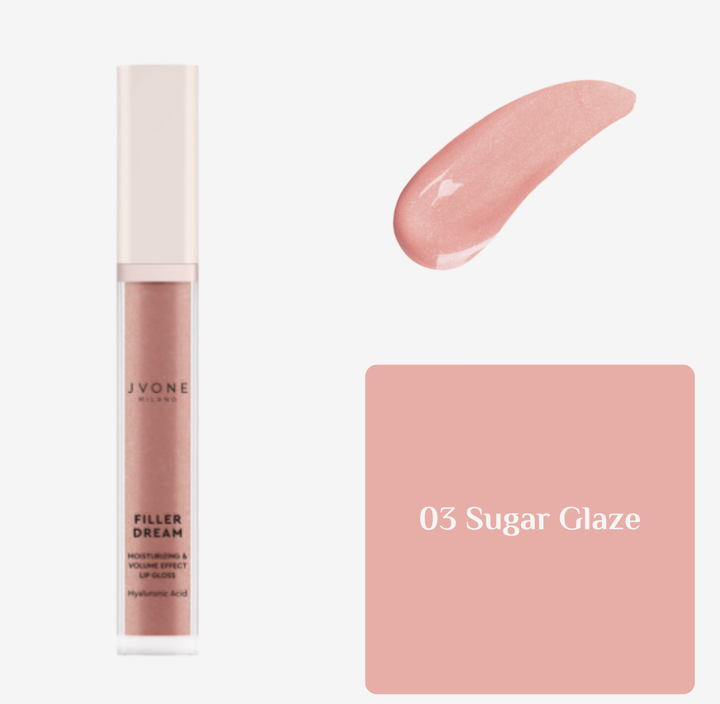 JVONE MILANO Filler Dream Lip Gloss Moisturizing & Volume Effect - 7.5ml | جيفون ميلانو غلوس للشفاه مرطب و مالئ - 7.5 مل