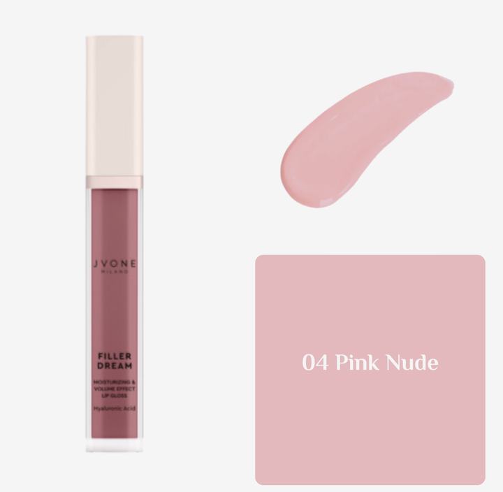 JVONE MILANO Filler Dream Lip Gloss Moisturizing & Volume Effect - 7.5ml | جيفون ميلانو غلوس للشفاه مرطب و مالئ - 7.5 مل