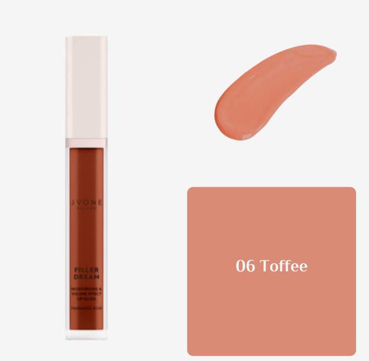 JVONE MILANO Filler Dream Lip Gloss Moisturizing & Volume Effect - 7.5ml | جيفون ميلانو غلوس للشفاه مرطب و مالئ - 7.5 مل