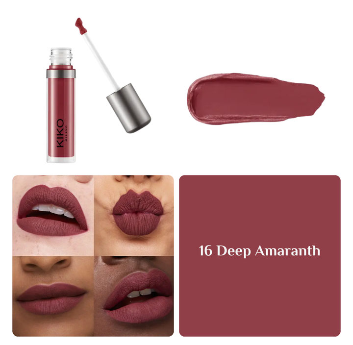 KIKO new lasting matte veil liquid lip colour - 4ml | كيكو أحمر شفاه مات يدوم طويلاً - 4 مل