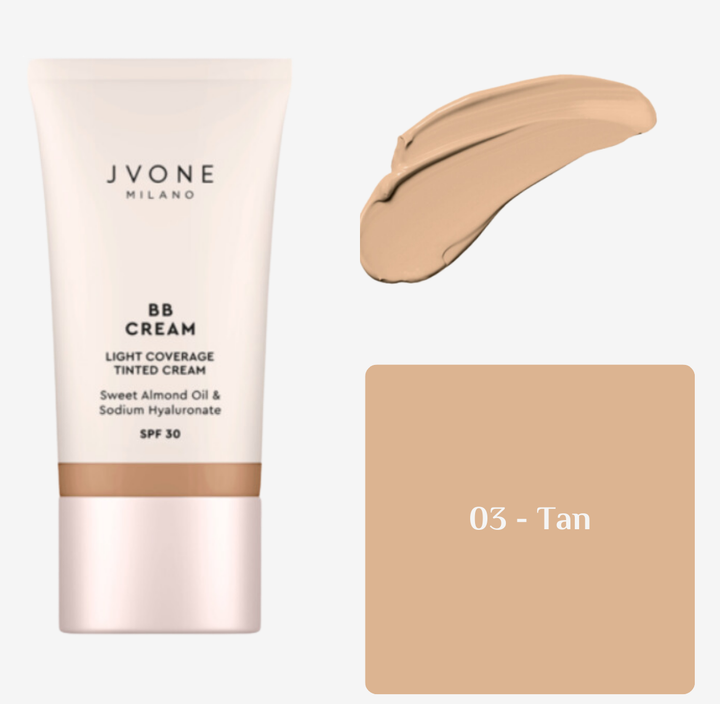 JVONE MILANO BB Cream Light Coverage Tinted Cream - 30ml | جيفون ميلانو كريم أساس بي بي بتغطية خفيفة - 30 مل